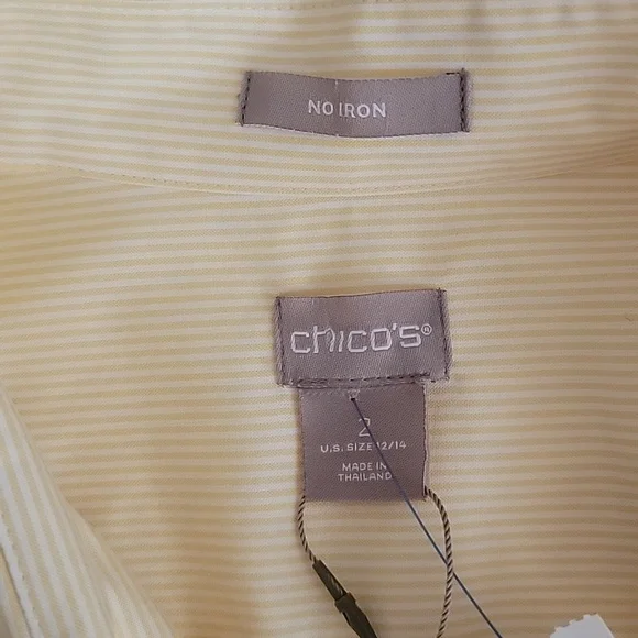 CHICOS WOMEN'S NO-IRON COTTON STRIPED POCKET-DETAIL SHIRT - Picture 7 of 10